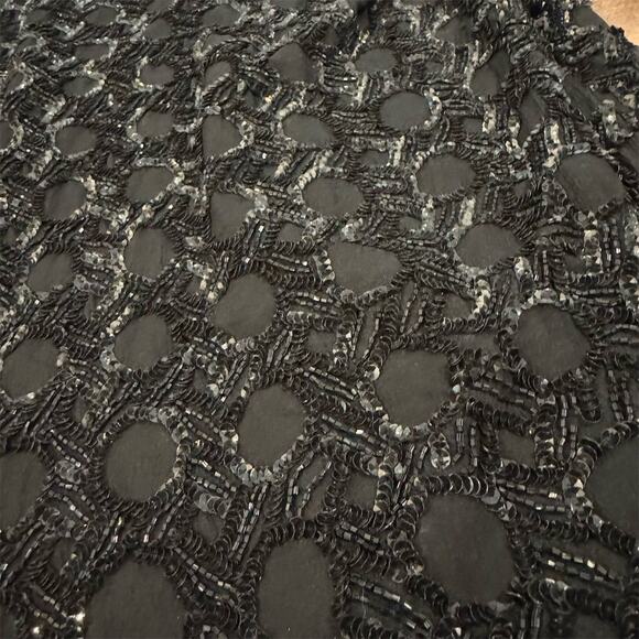 VTG Scala Black Sequin Beaded Jacket Size M Formal Wear 100% Silk NYE Party READ - Picture 3 of 9